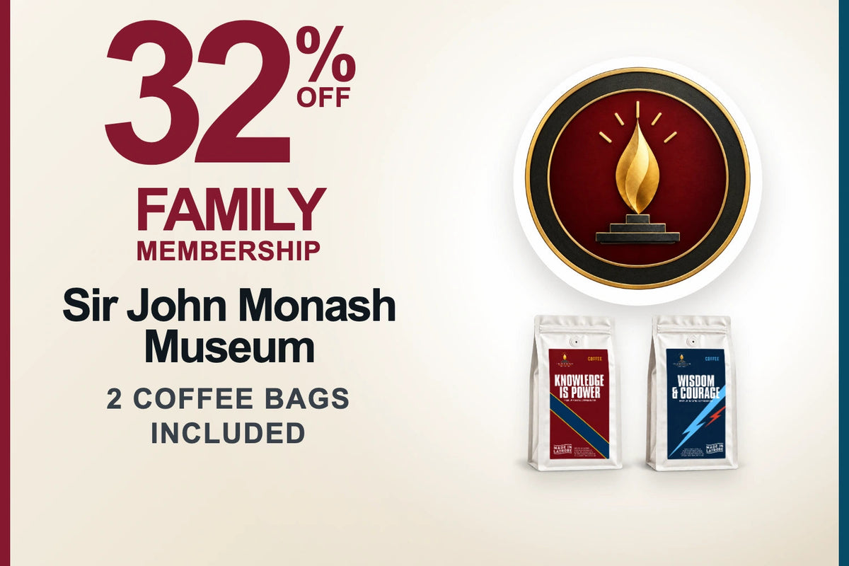 Sir John Monash Museum Family Membership with two Signature coffee bags