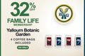 Yallourn Botanic Garden Family Life Membership with four Signature coffee bags