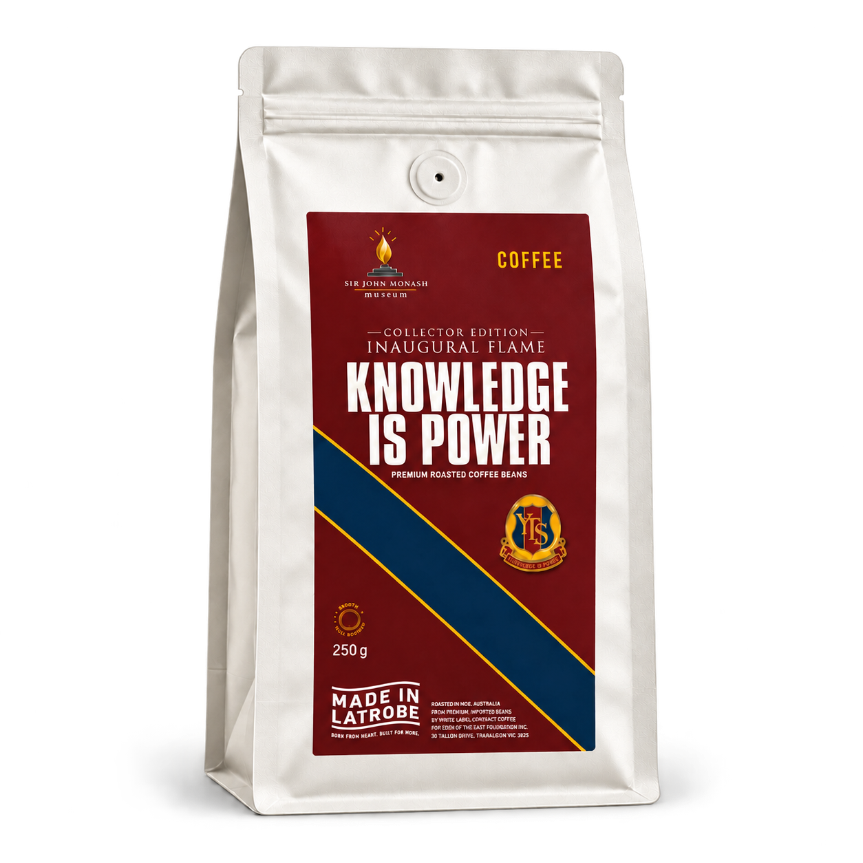 White bag of Knowledge Is Power Collector Edition coffee