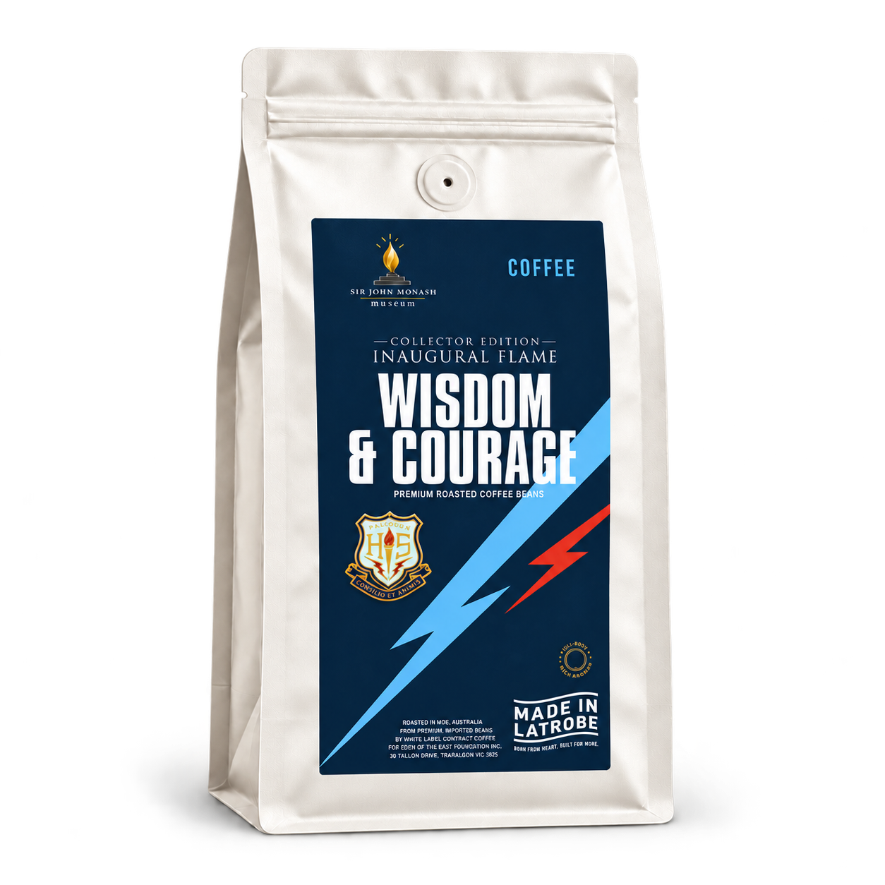 White bag of Wisdom and Courage Collector Edition coffee