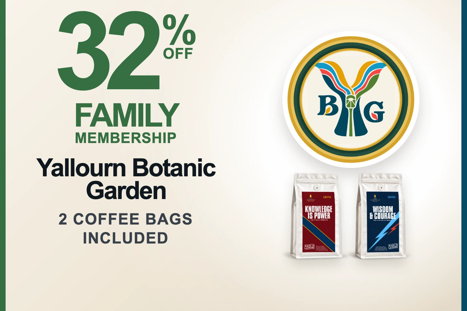 Garden Family Membership with two Signature coffee bags, 32 percent off, $100